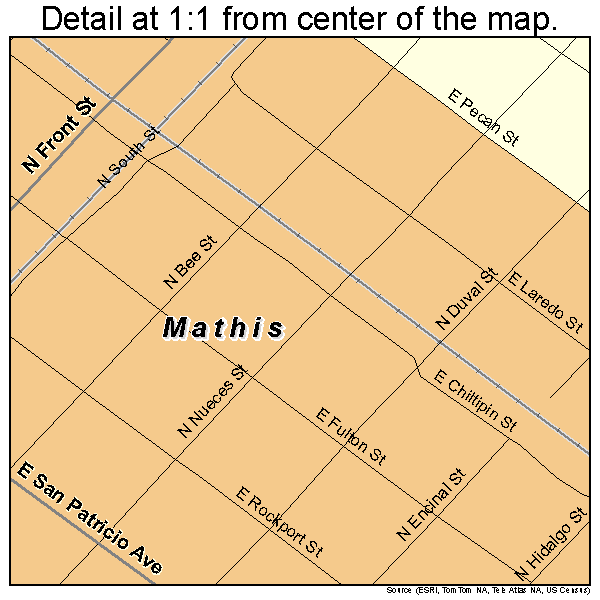 Mathis, Texas road map detail