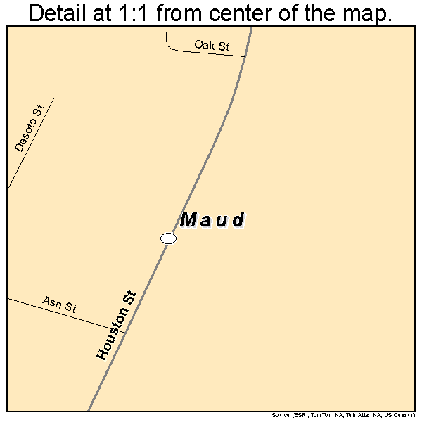 Maud, Texas road map detail