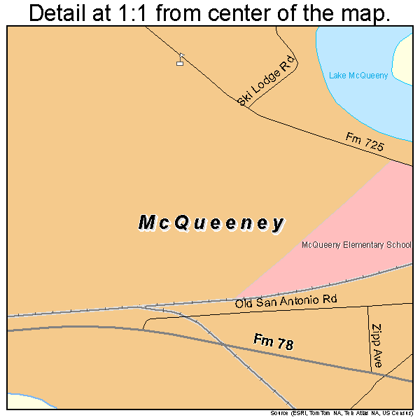 McQueeney, Texas road map detail