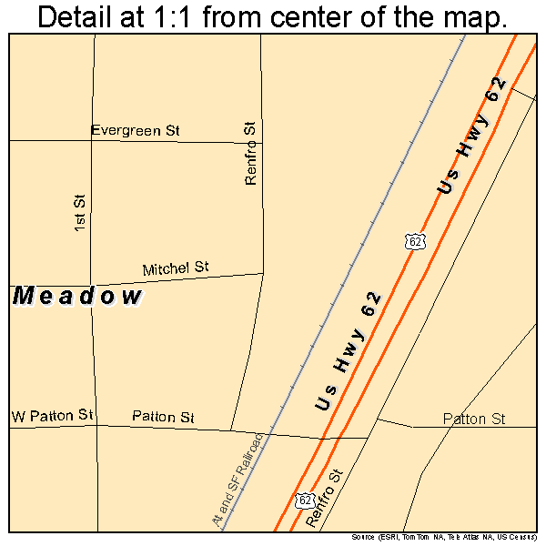 Meadow, Texas road map detail