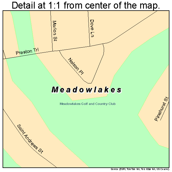 Meadowlakes, Texas road map detail