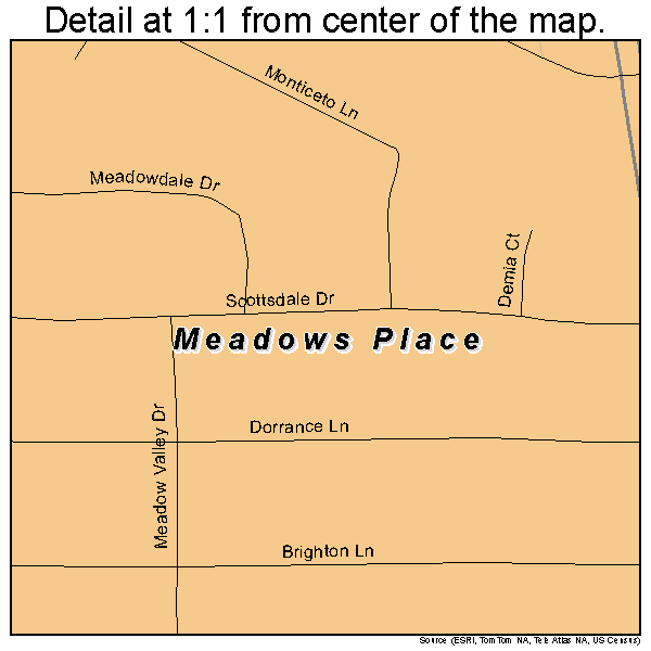 Meadows Place, Texas road map detail