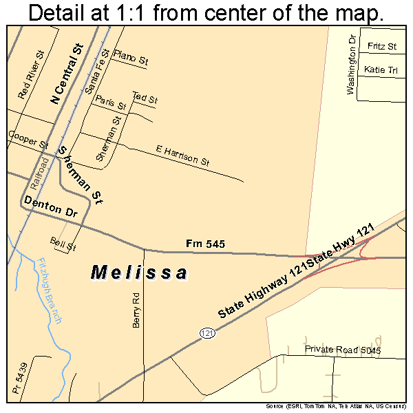 Melissa, Texas road map detail