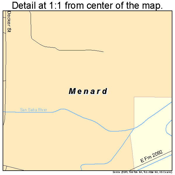 Menard, Texas road map detail