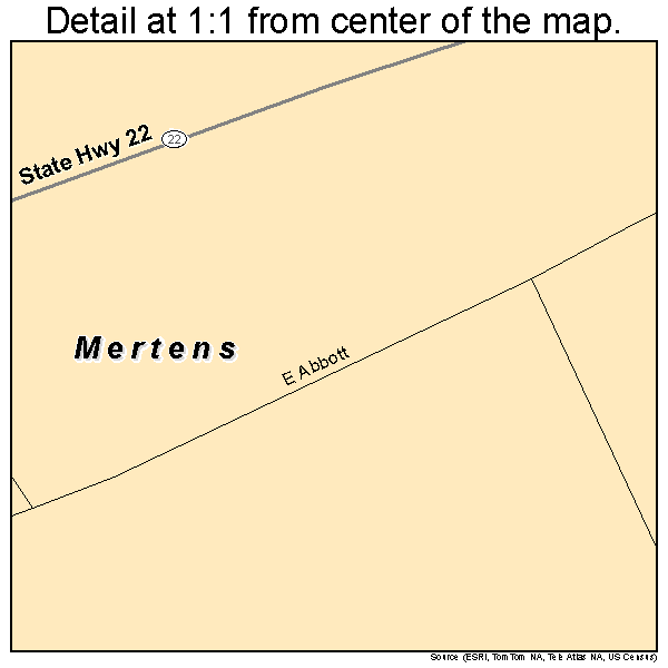 Mertens, Texas road map detail
