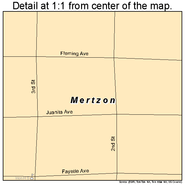 Mertzon, Texas road map detail