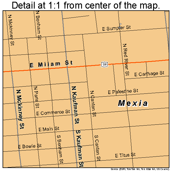 Mexia, Texas road map detail