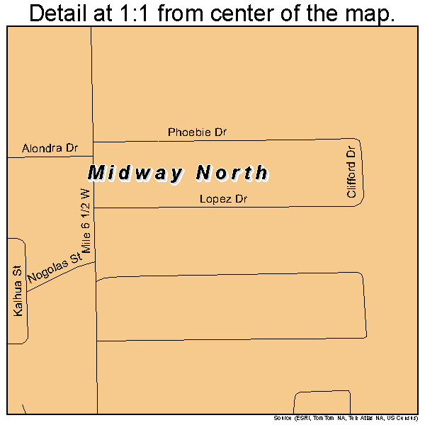 Midway North, Texas road map detail