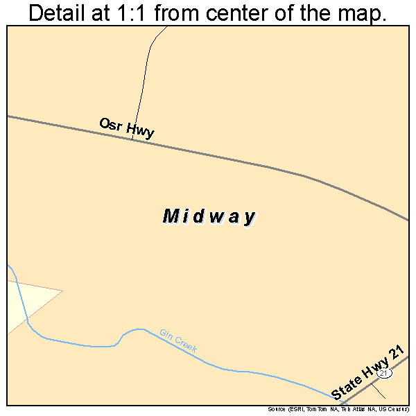 Midway, Texas road map detail