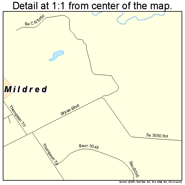 Mildred, Texas road map detail