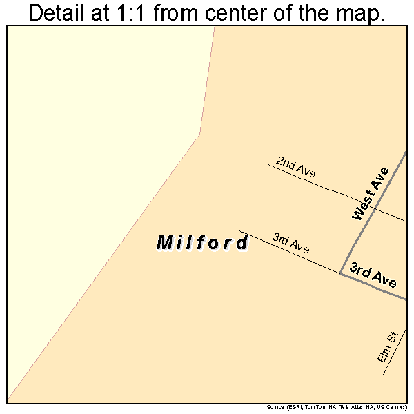 Milford, Texas road map detail