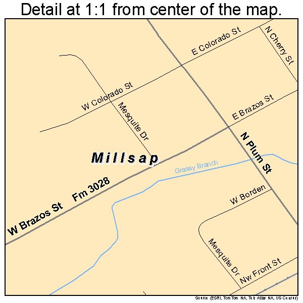 Millsap, Texas road map detail