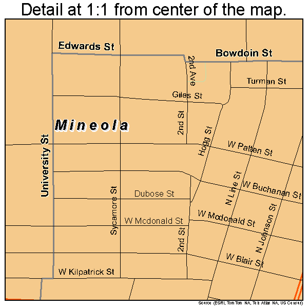 Mineola, Texas road map detail