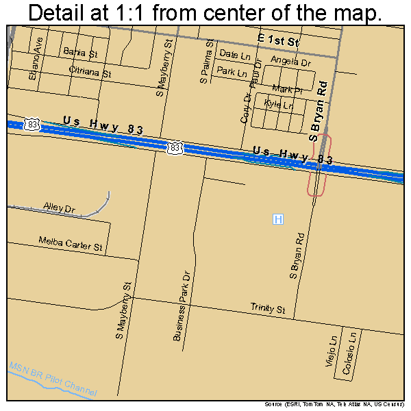 Mission, Texas road map detail