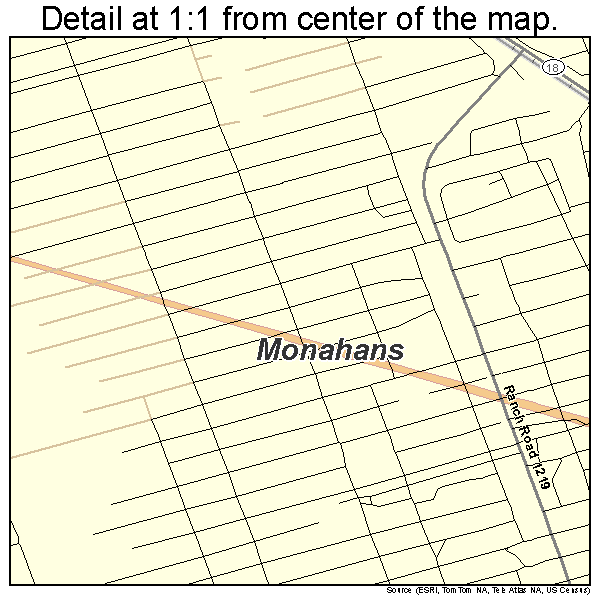 Monahans, Texas road map detail