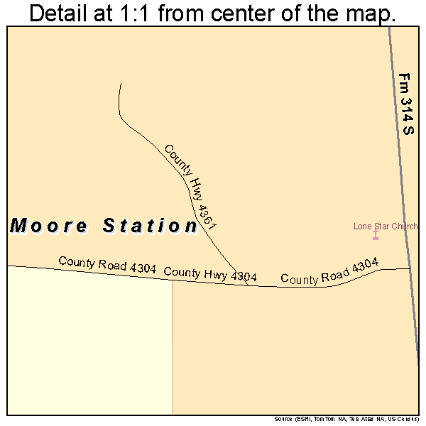 Moore Station, Texas road map detail