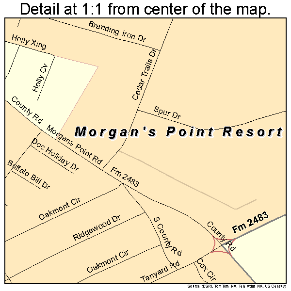 Morgan's Point Resort, Texas road map detail