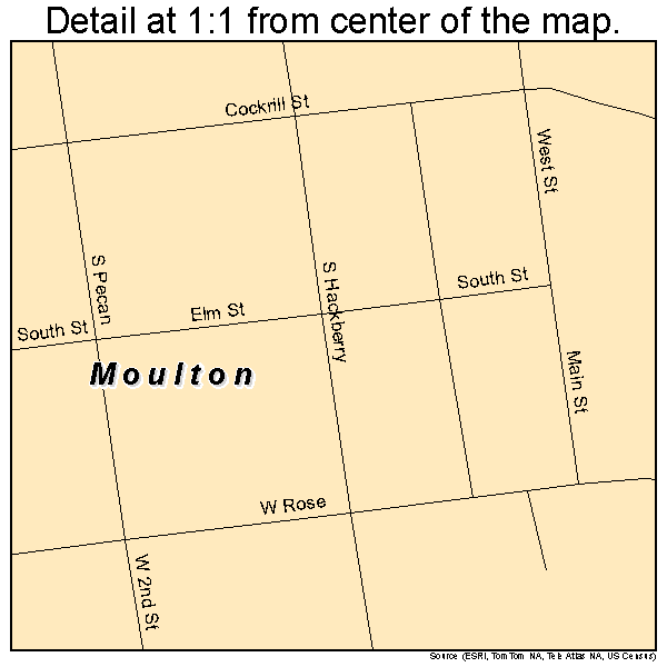 Moulton, Texas road map detail