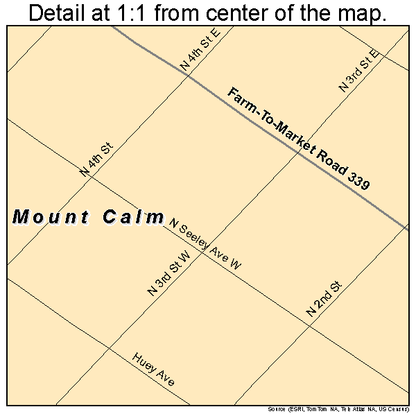 Mount Calm, Texas road map detail