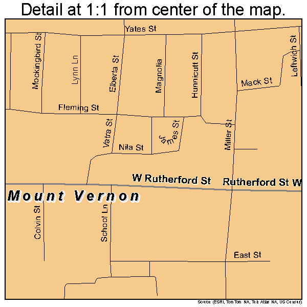 Mount Vernon, Texas road map detail
