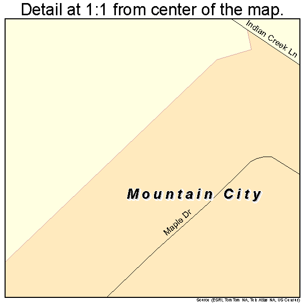 Mountain City, Texas road map detail