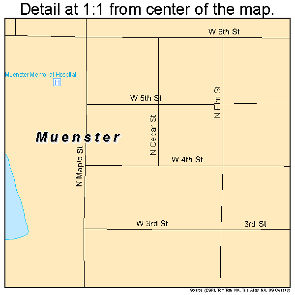 Muenster, Texas road map detail