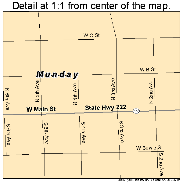 Munday, Texas road map detail