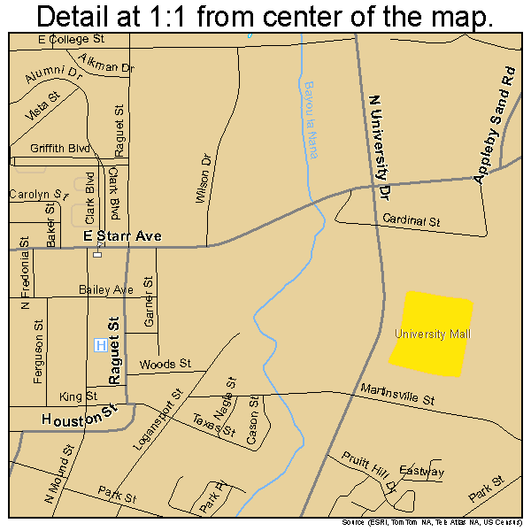 Nacogdoches, Texas road map detail