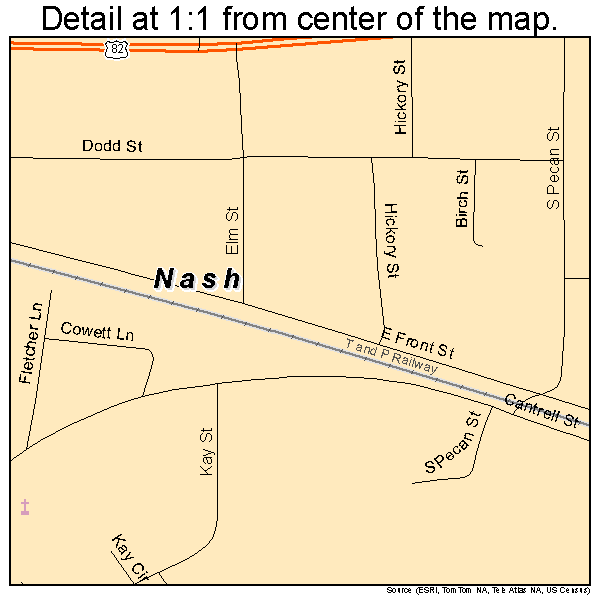 Nash, Texas road map detail