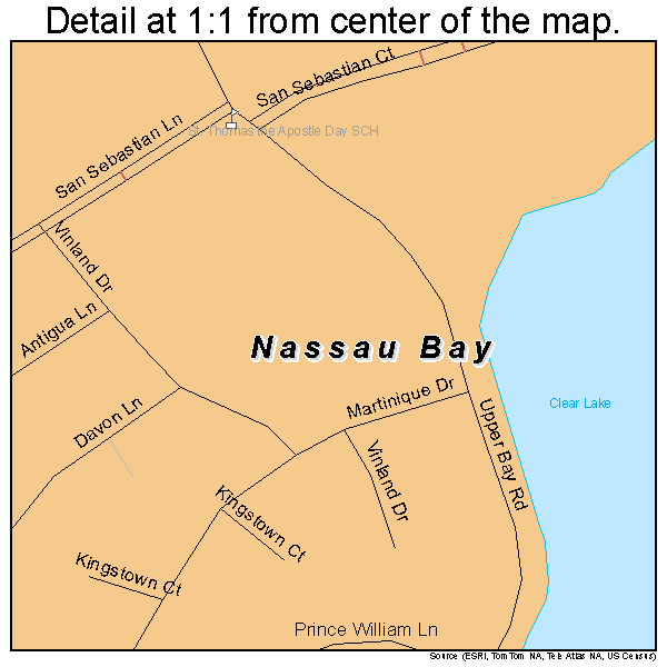 Nassau Bay, Texas road map detail