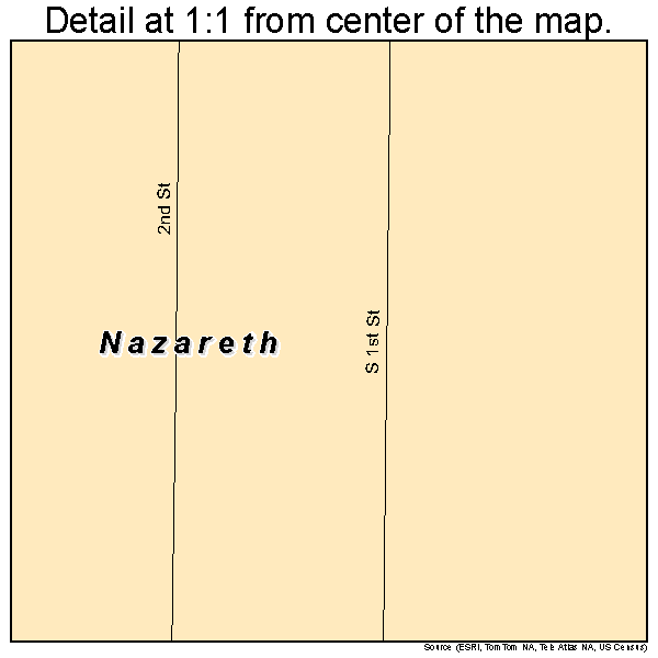 Nazareth, Texas road map detail