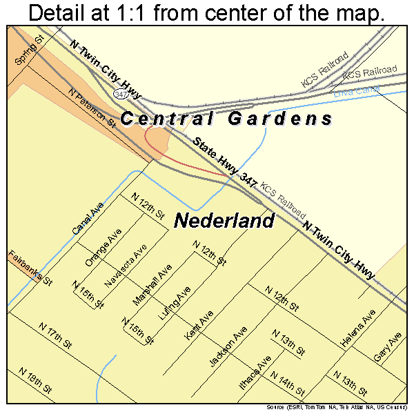 Nederland, Texas road map detail