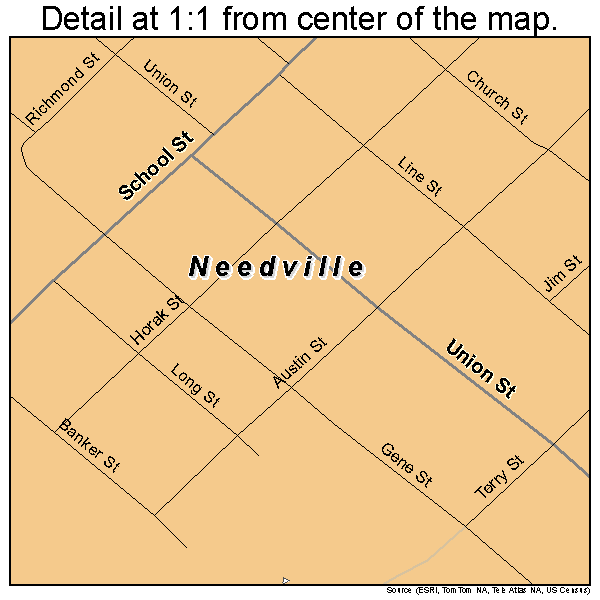 Needville, Texas road map detail