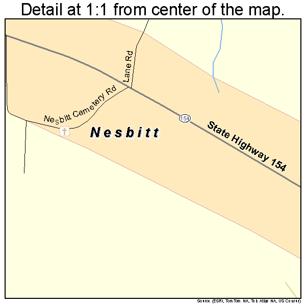 Nesbitt, Texas road map detail