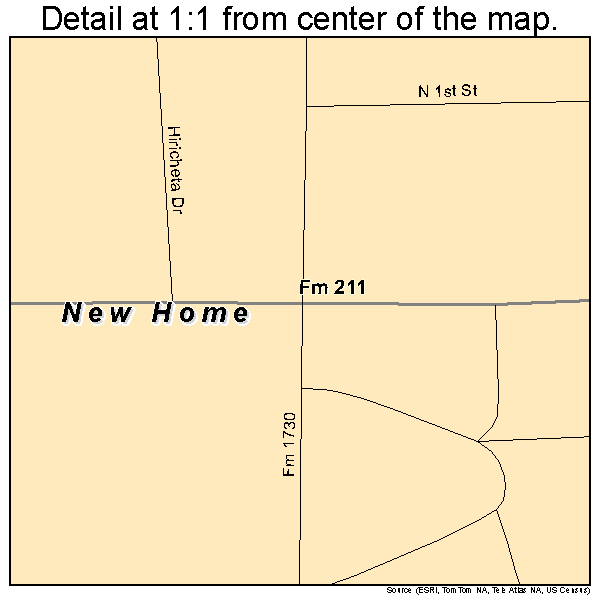 New Home, Texas road map detail