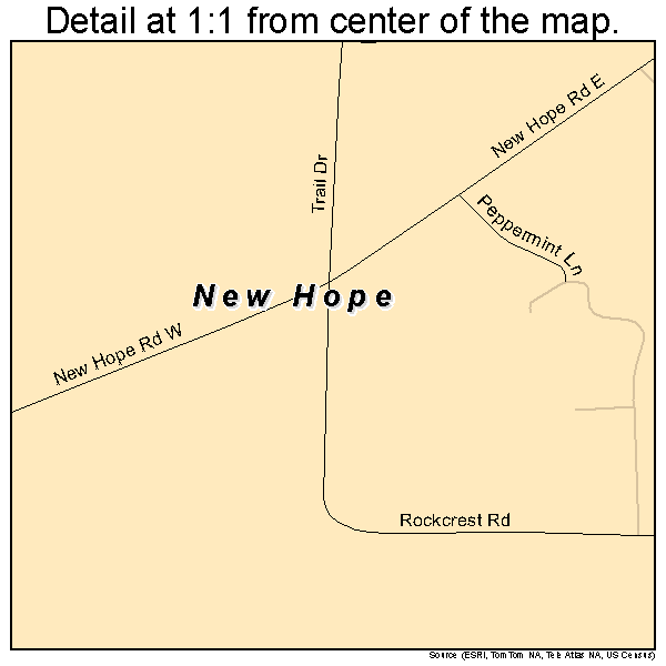 New Hope, Texas road map detail