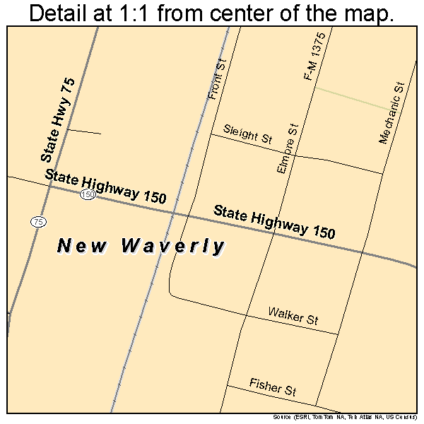 New Waverly, Texas road map detail