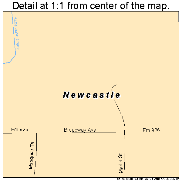 Newcastle, Texas road map detail