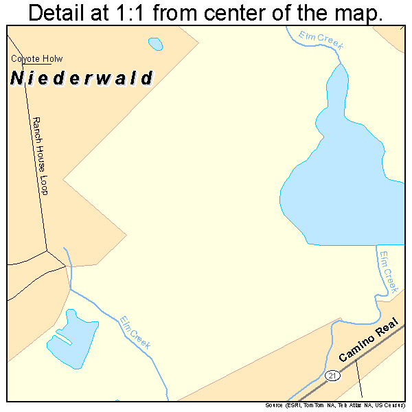 Niederwald, Texas road map detail
