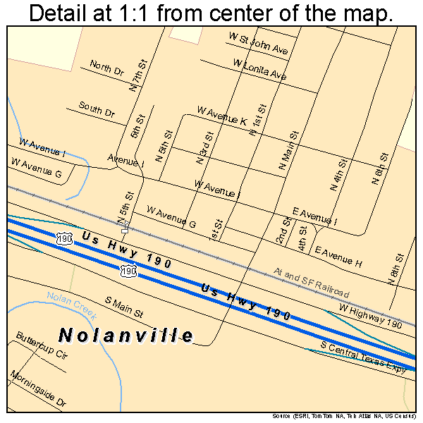 Nolanville, Texas road map detail