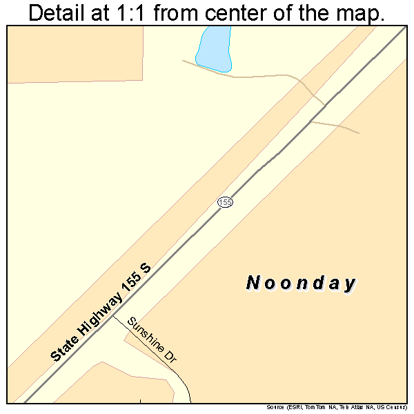 Noonday, Texas road map detail