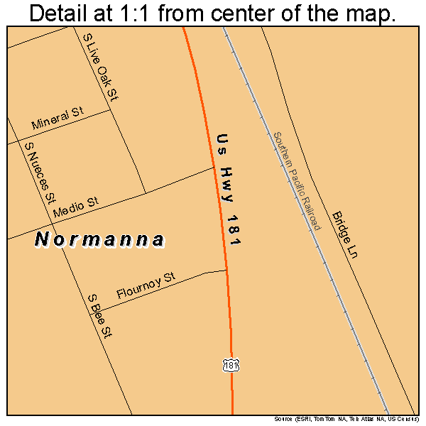 Normanna, Texas road map detail