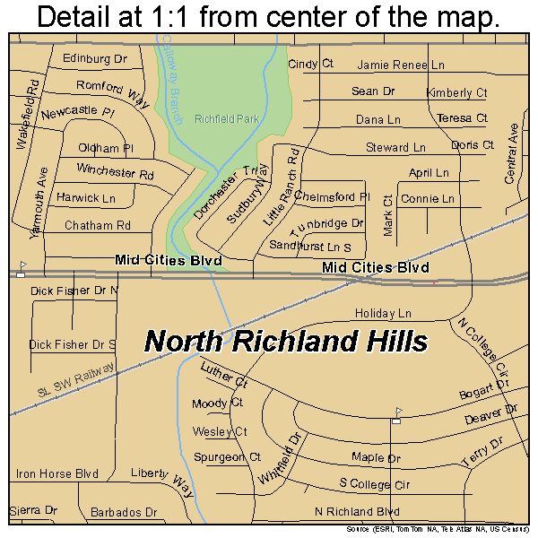 North Richland Hills, Texas road map detail