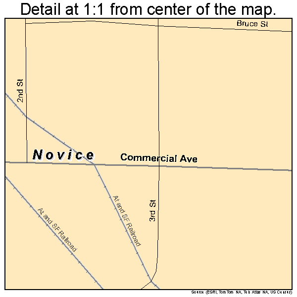 Novice, Texas road map detail