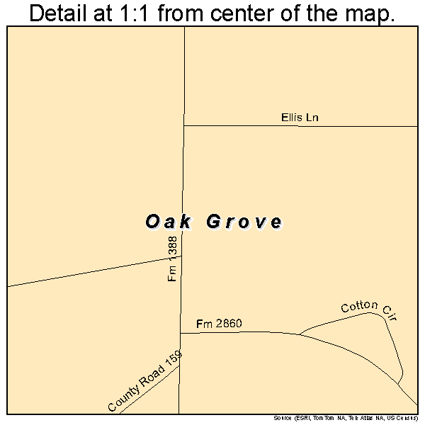 Oak Grove, Texas road map detail