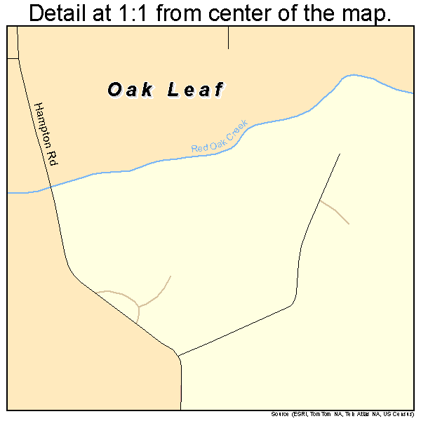 Oak Leaf, Texas road map detail