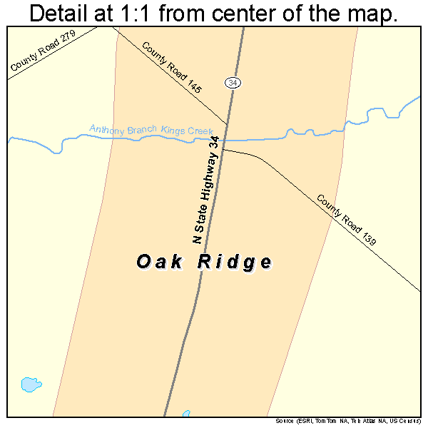 Oak Ridge, Texas road map detail