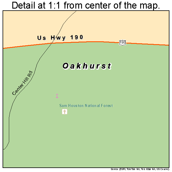 Oakhurst, Texas road map detail