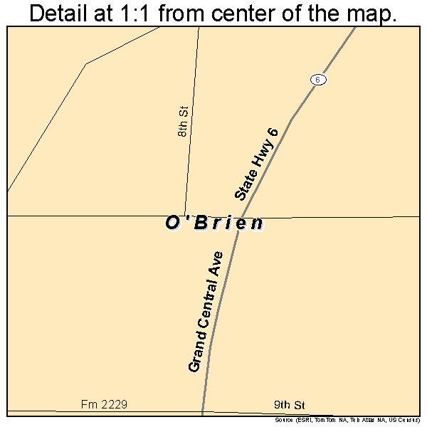 O'Brien, Texas road map detail