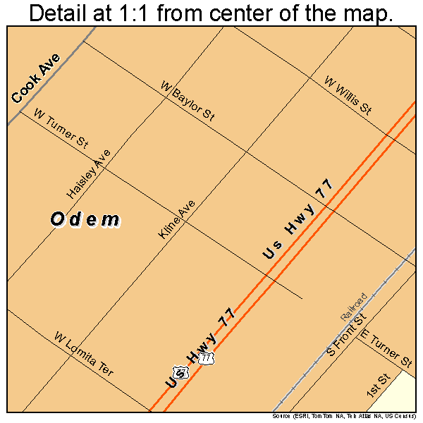 Odem, Texas road map detail